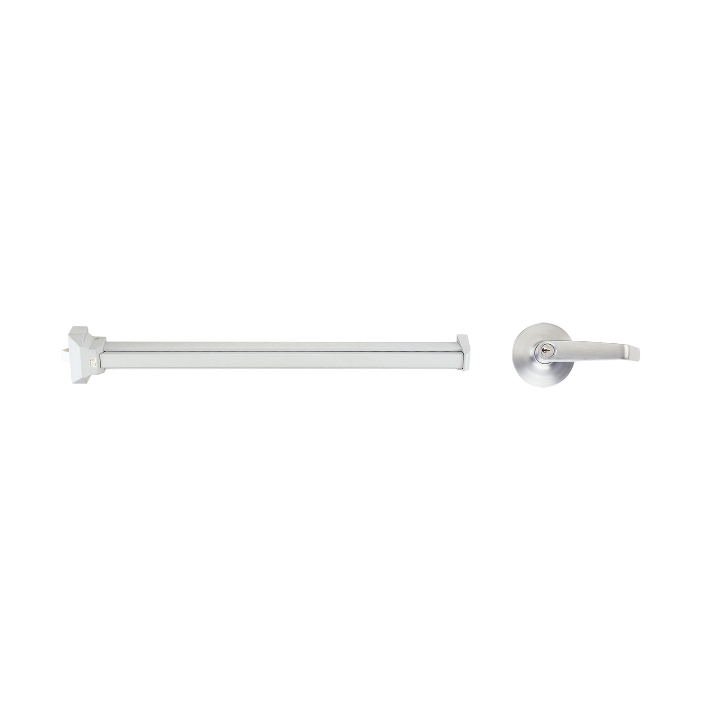 8000-80LS-AS Panic Bar, 32-1/2 in W, Stainless Steel/Steel/Zinc Alloy, Powder-Coated, 1-3/4 in Thick Door