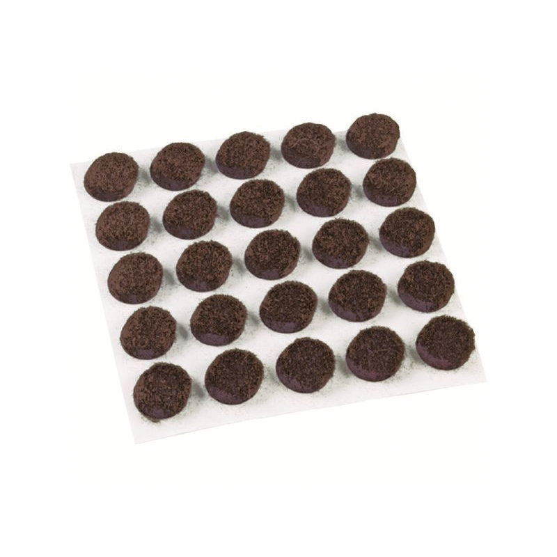 9949 Self-Adhesive Furniture Pad, Felt, Brown, 3/8 in Dia, Round