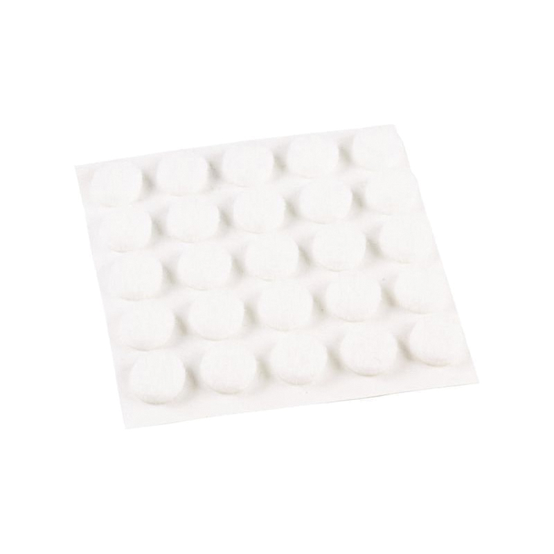 9957 Self-Adhesive Furniture Pad, Felt, White, 3/8 in Dia, Round