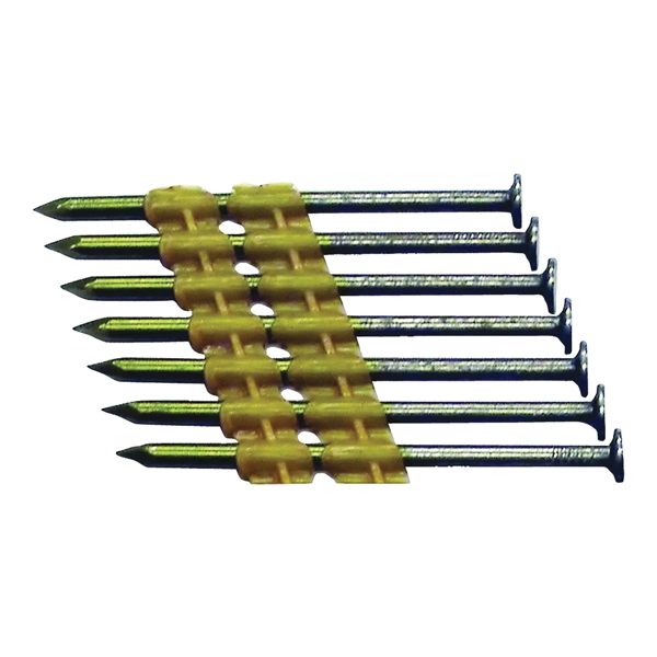 0616170 Framing Nail, Plastic Strip Collation, 3 in L, 10-1/4 Gauge, Steel, Bright, Round Head, Smooth Shank, 4,000 Count, 21 deg