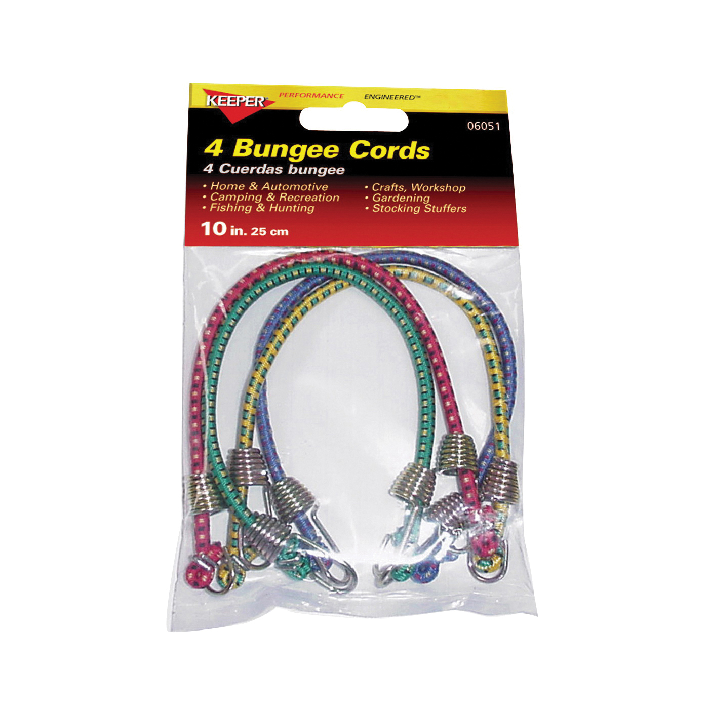 06051 Bungee Cord, 10 in L, Rubber, Hook End