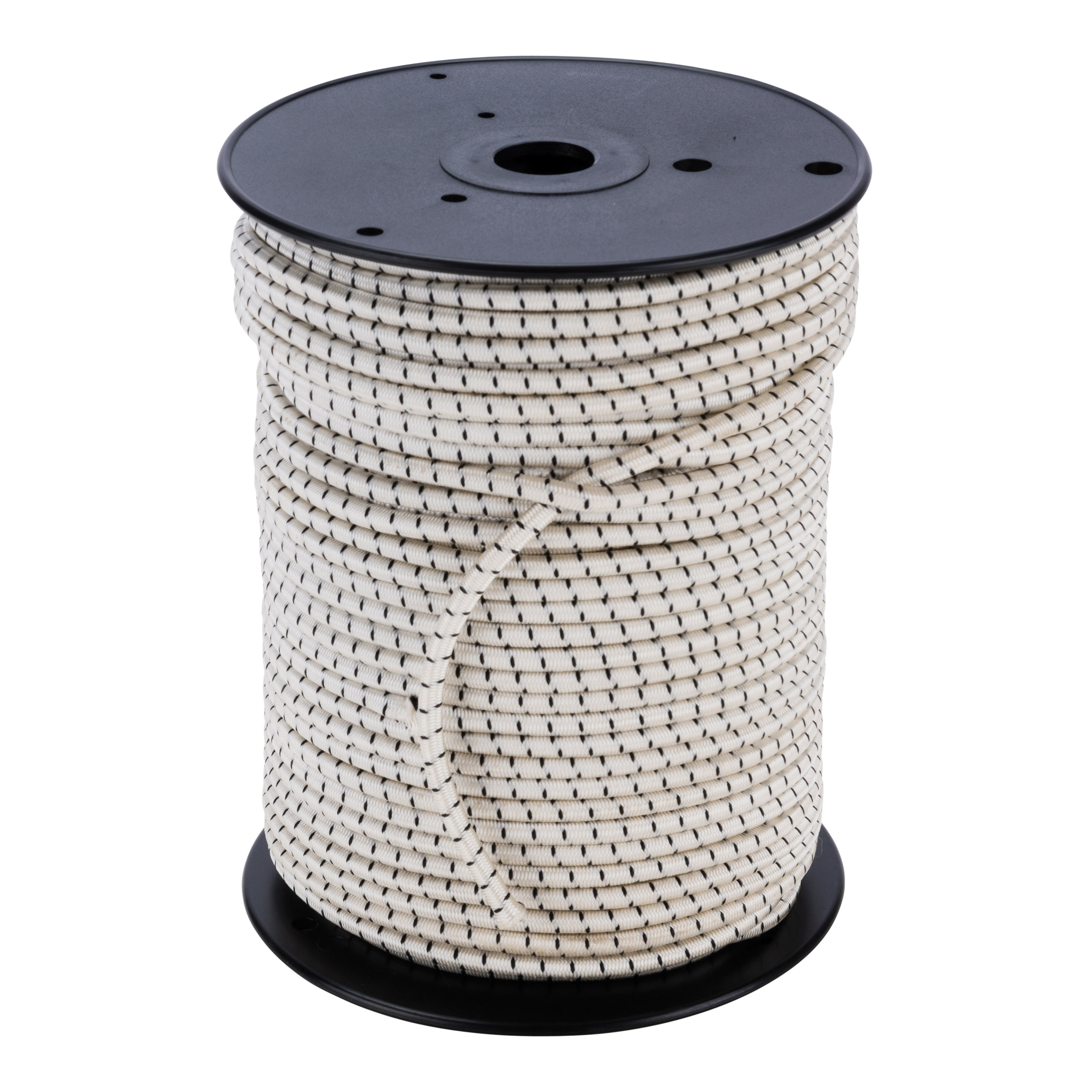 06171 Bungee Cord, 1/4 in Dia, 300 ft L, Rubber, Black/White
