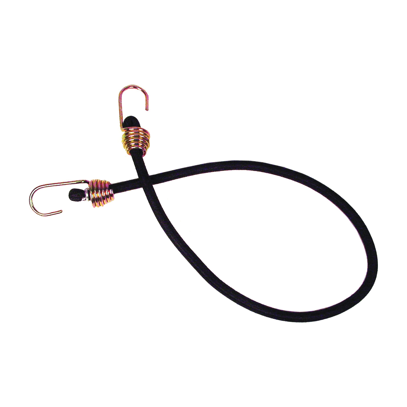 06182 Bungee Cord, 13/32 in Dia, 32 in L, Rubber, Black, Hook End