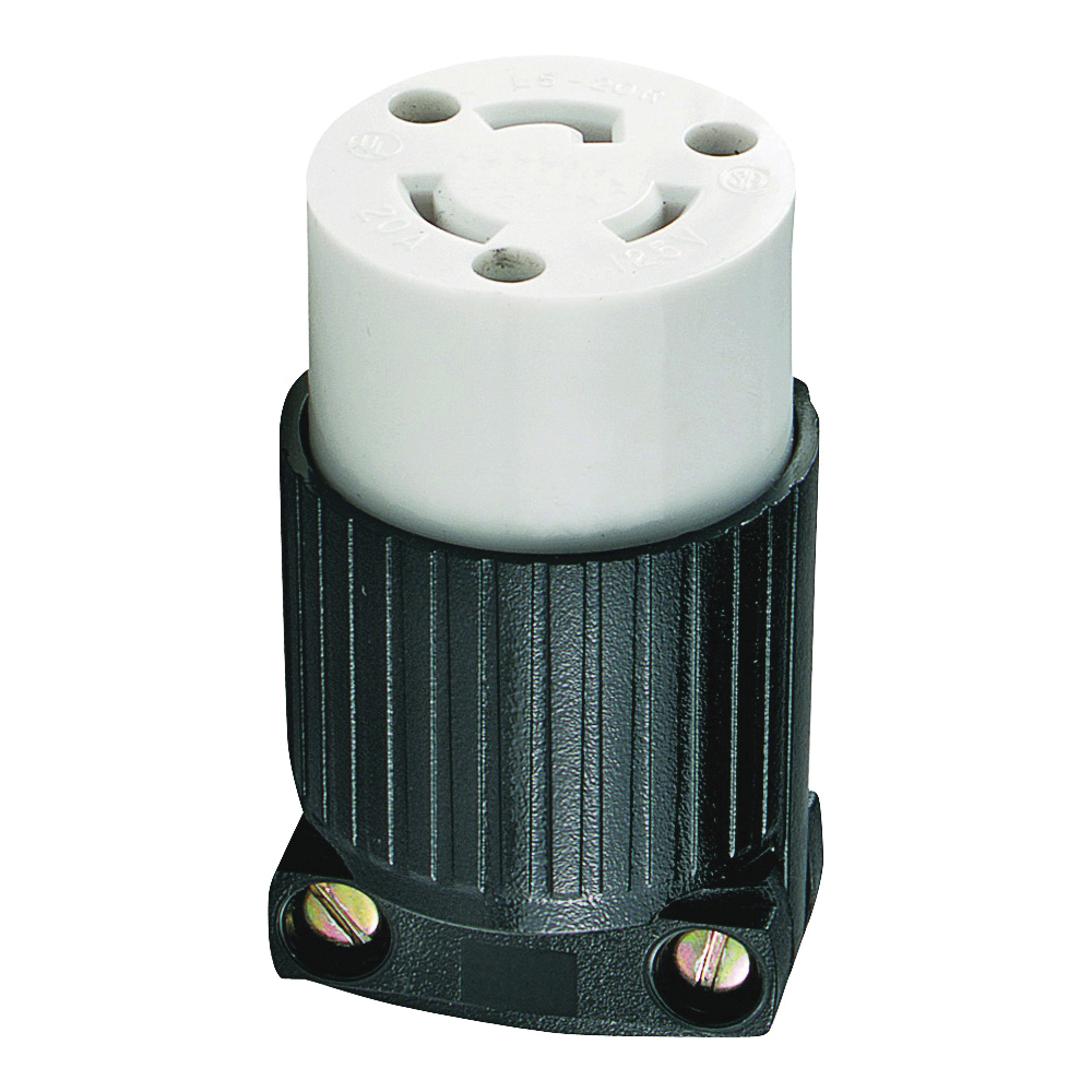 L520C Electrical Connector, 2-Pole, 20 A, 125 V, NEMA: NEMA L5-20, Black/White
