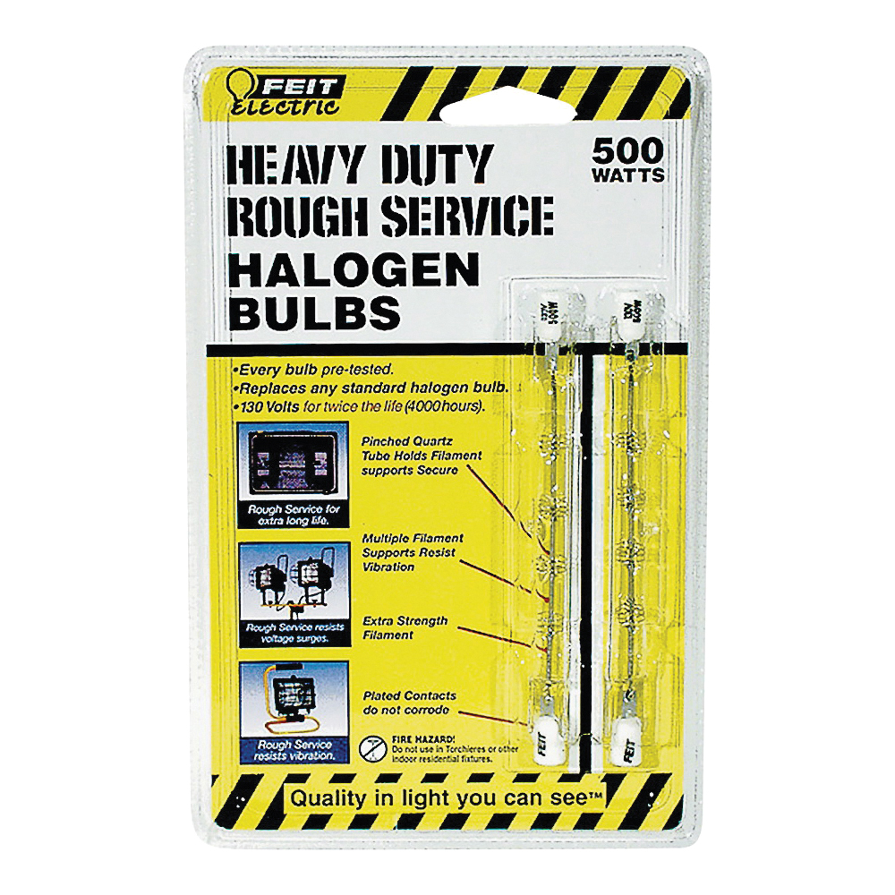 BPQ500T3/CL/RS/2 Halogen Bulb, 500 W, R7 Lamp Base, J T3 Lamp, 3000 K Color Temp, 4000 hr Average Life