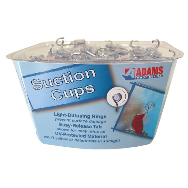 Adams 6500-74-3848 Suction Cup with Hook, Steel Hook, PVC Base, Clear Base, 1-3/4 in Base, 3 lb Working Load - 2