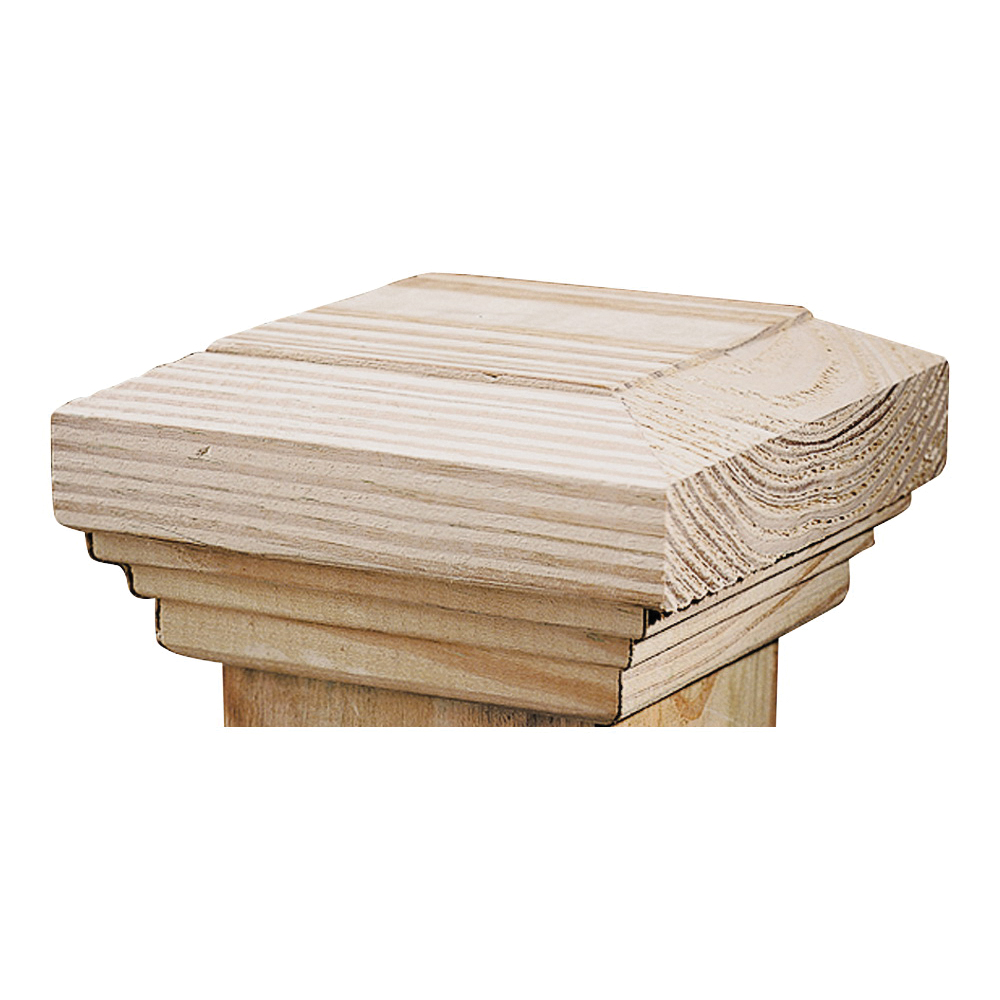 105701 Post Cap, 6 in L, 6 in W, Wood, Woodgrain