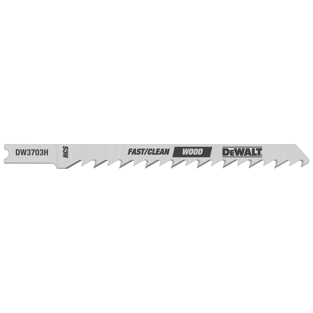 DW3703H Jig Saw Blade, 1/4 in W, 4 in L, 6 TPI, HCS Cutting Edge