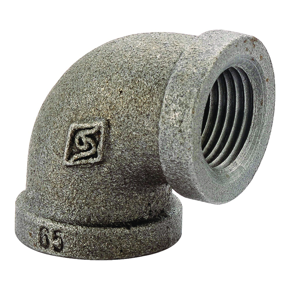 B90R 15X10 Reducing Pipe Elbow, 1/2 x 3/8 in, FIP, 90 deg Angle, Malleable Iron, SCH 40 Schedule, 300 psi Pressure