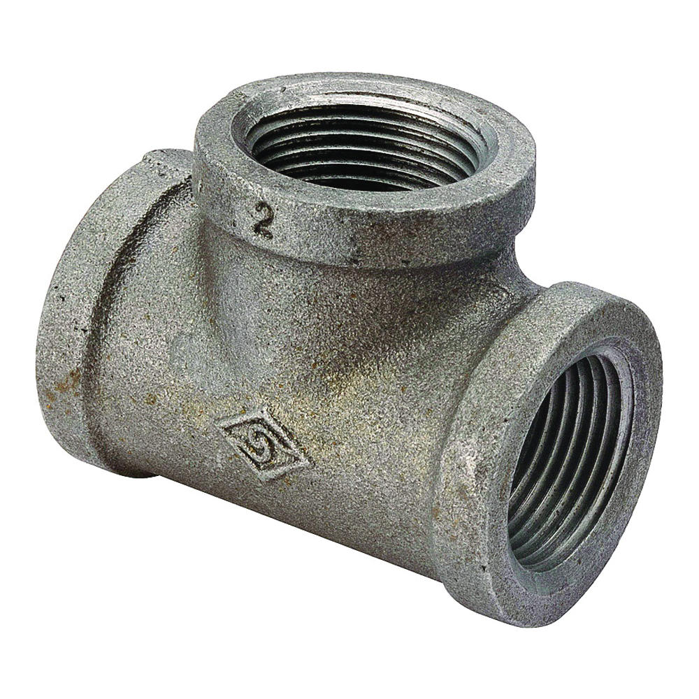B130R 50X40 Pipe Tee, 1-1/2 x 2 in, Threaded, Malleable Iron, SCH 40 Schedule, 300 psi Pressure