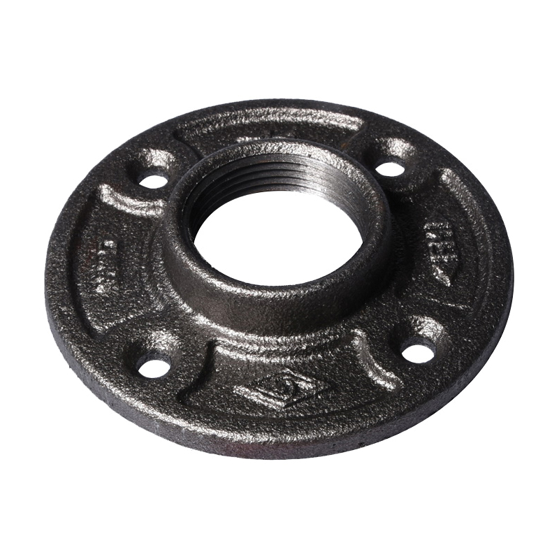 27-1B Floor Flange, 1 in, 3.8 in Dia Flange, FIP, 4-Bolt Hole, 0.28 inch (7 mm) Dia Bolt Hole, Malleable Steel, 300 psi Pressure