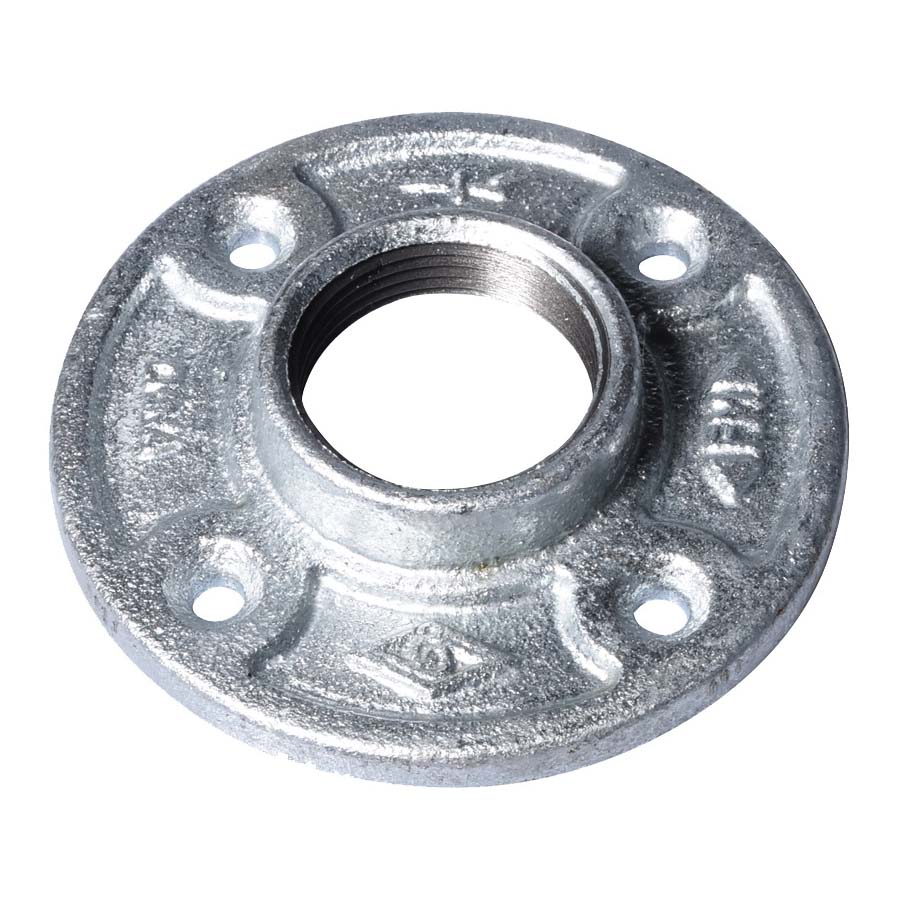 27-11/4G Floor Flange, 1-1/4 in, 4.2 in Dia Flange, FIP, 4-Bolt Hole, 0.28 in Dia Bolt Hole, Iron