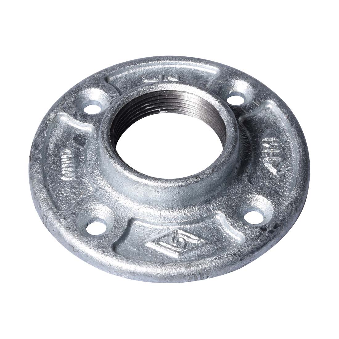 27-11/2G Floor Flange, 1-1/2 in, 4.6 in Dia Flange, FIP, 4-Bolt Hole, 0.31 in Dia Bolt Hole, Iron