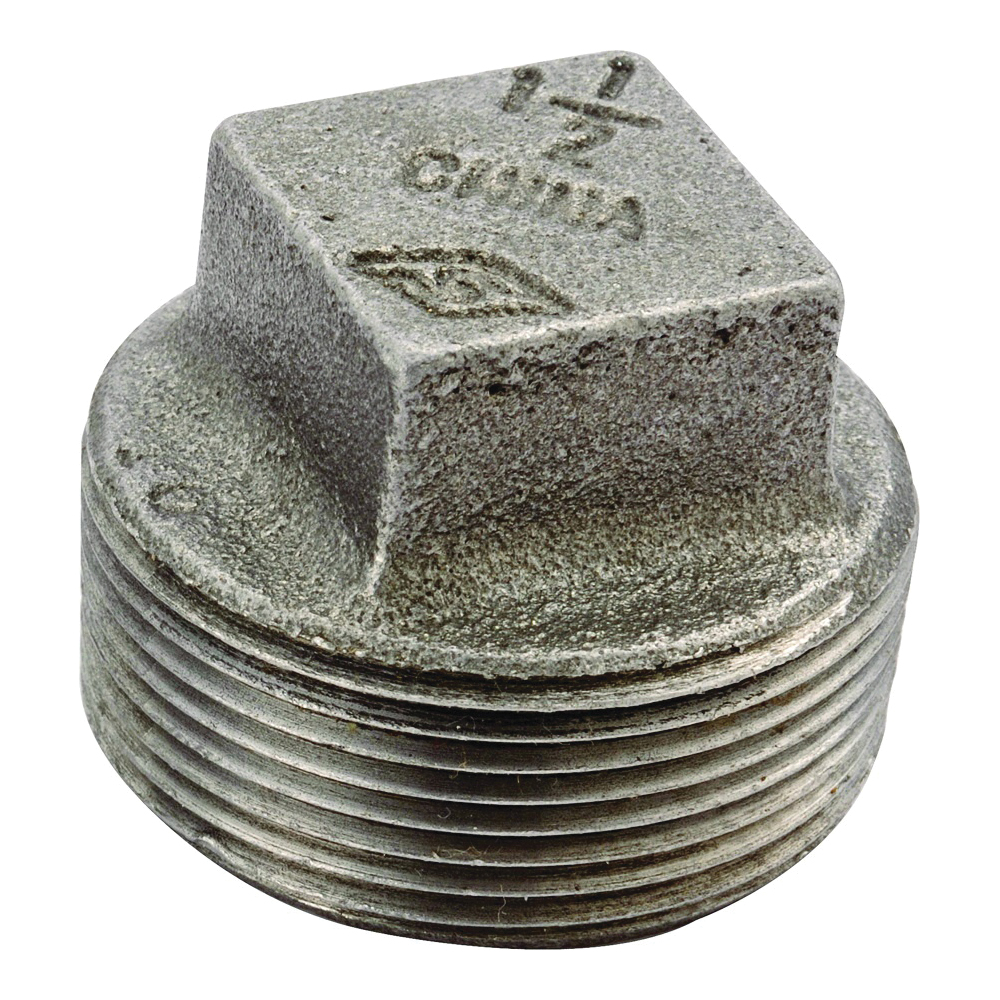 B291 6 Pipe Plug, 1/8 in, MPT, Square Head, Malleable Iron, SCH 40 Schedule, 300 psi Pressure
