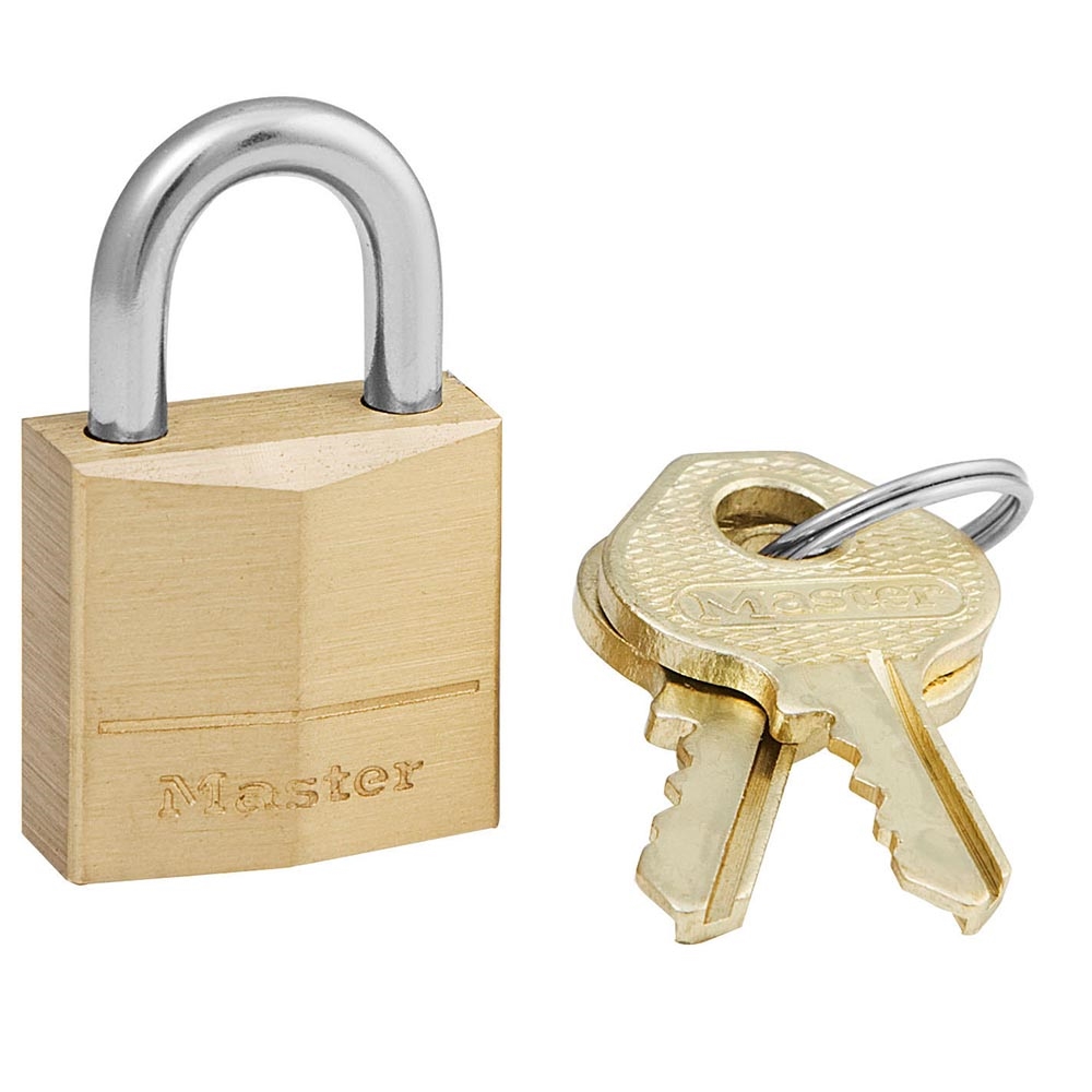 120D Padlock, Keyed Different Key, 5/32 in Dia Shackle, Steel Shackle, Solid Brass Body, 3/4 in W Body