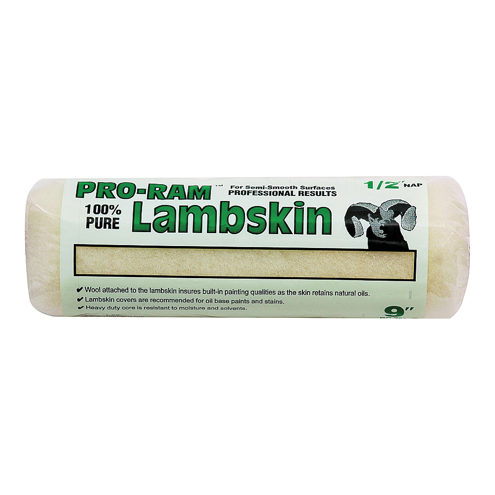Pro-Ram RC 700 Roller Cover, 1/2 in Thick Nap, 9 in L, Lambskin Cover