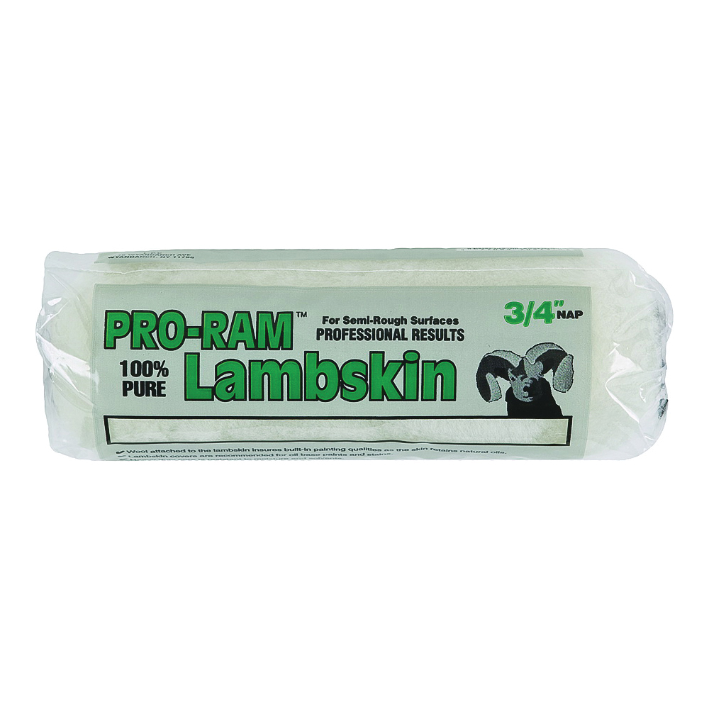 Pro-Ram RC 705 Roller Cover, 3/4 in Thick Nap, 9 in L, Lambskin Cover