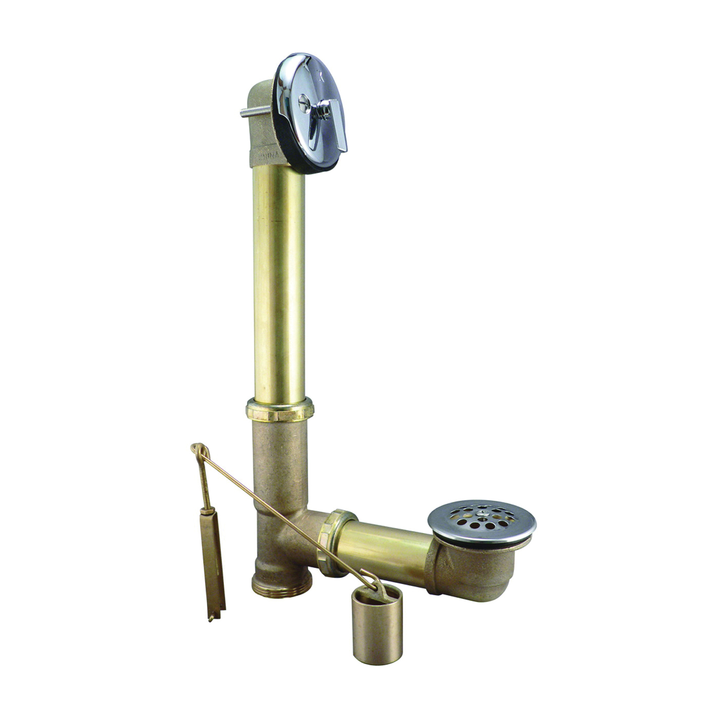 606RB Bath Drain Assembly, Brass, Polished Chrome, For: Built-In Tubs