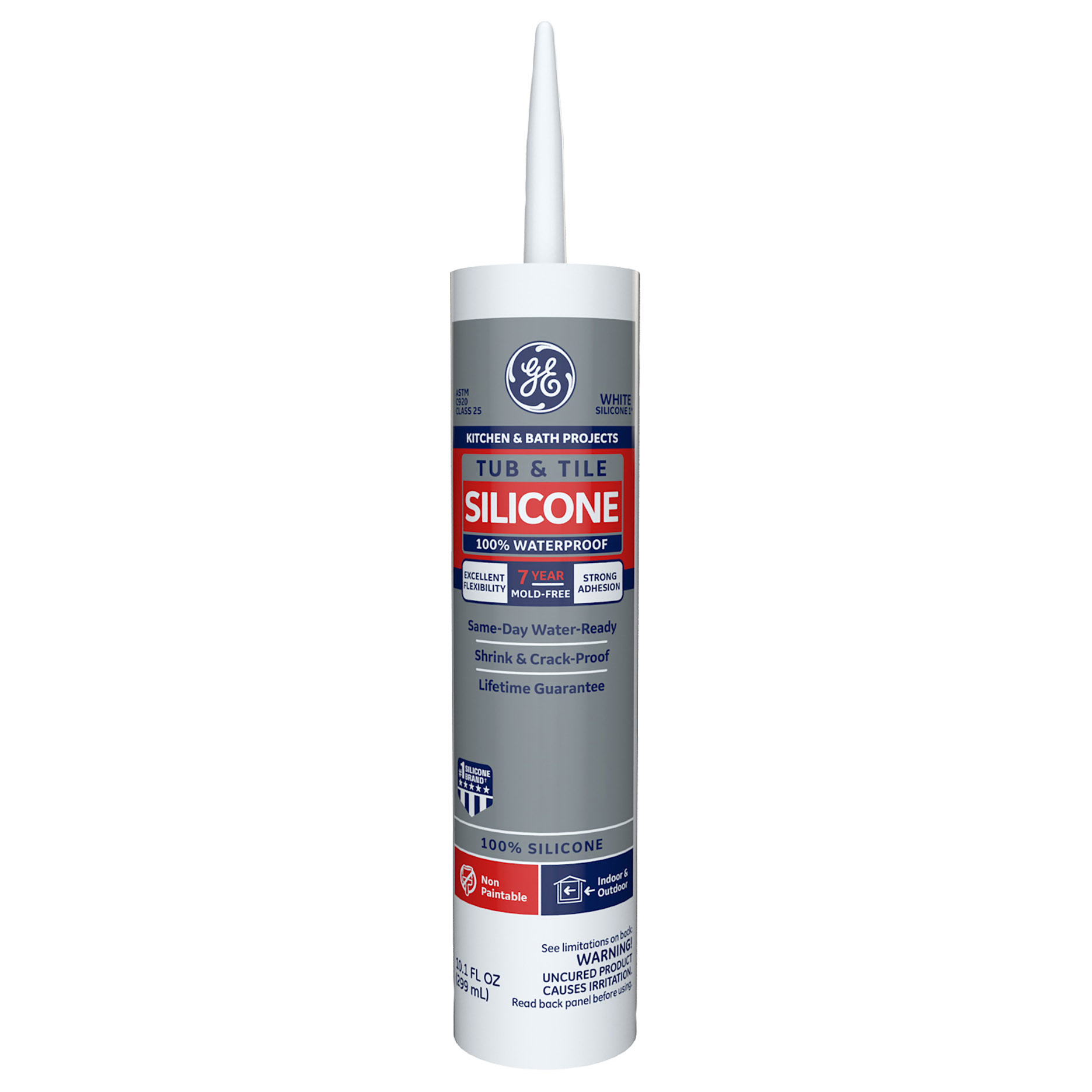 Silicone I GE712 Silicone Rubber Sealant, White, 24 hr Curing, -60 to 400 deg F, 10.1 oz Tube