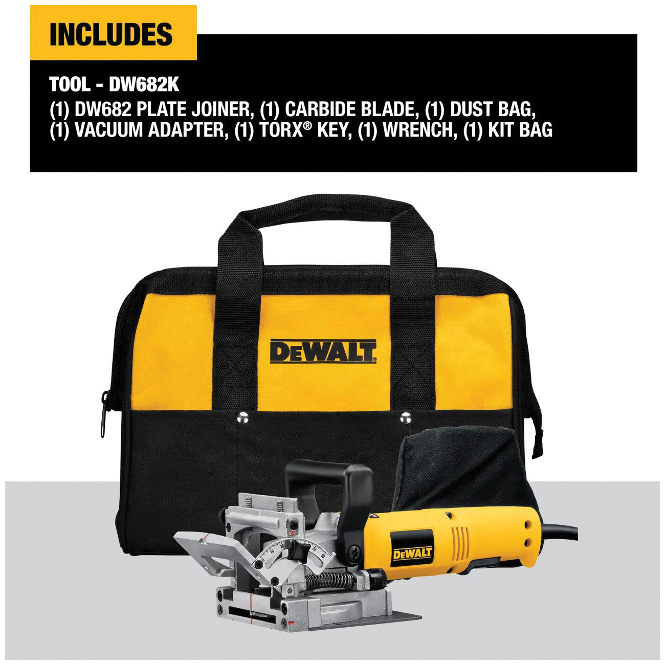 DEWALT DW682K Corded Electric Biscuit Joiner Kit, 6.5 A, 20 in D Cutting, #0, #10, #20 Biscuit, 10,000 rpm Speed - 2