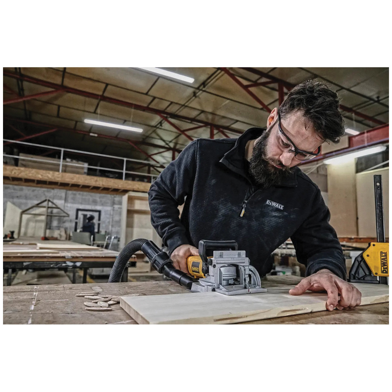DEWALT DW682K Corded Electric Biscuit Joiner Kit, 6.5 A, 20 in D Cutting, #0, #10, #20 Biscuit, 10,000 rpm Speed - 4