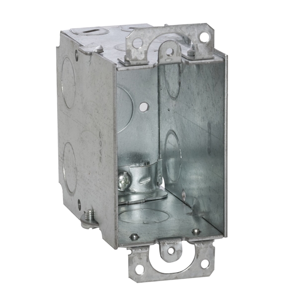 GDB-1-NM Gangable Switch Box, 1 -Gang, 1 -Outlet, 11 -Knockout, 1/2 in Knockout, Steel, Gray, Galvanized