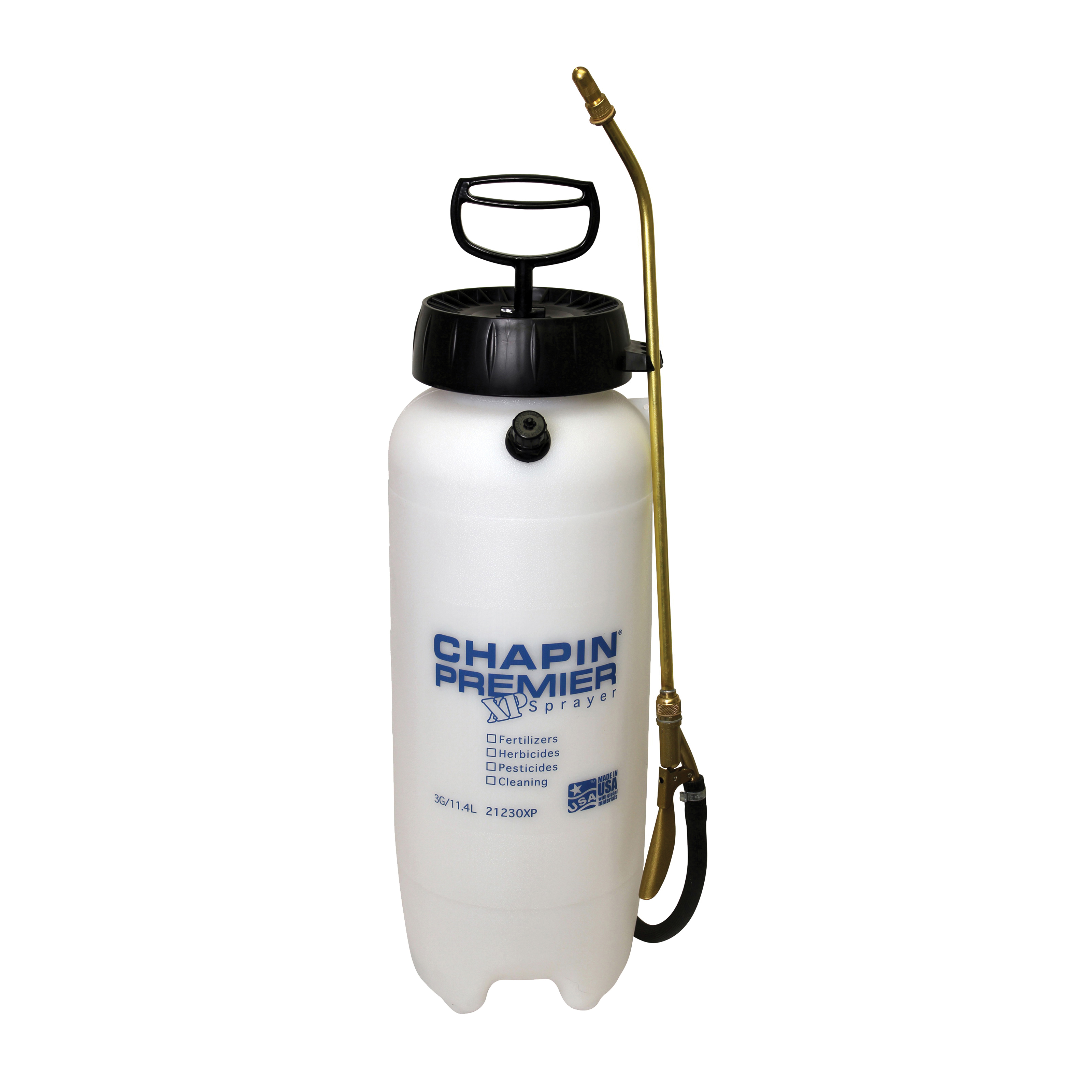 21230XP Handheld Sprayer, 3 gal Tank, Polyethylene Tank, 42 in L Hose, Black/White
