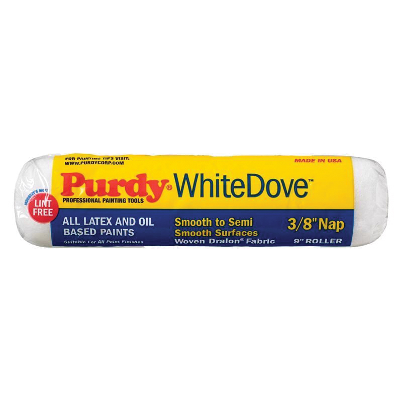Purdy White Dove 144670092 Paint Roller Cover, 3/8 in Thick Nap, 9 in L, Woven Dralon Fabric Cover - 1
