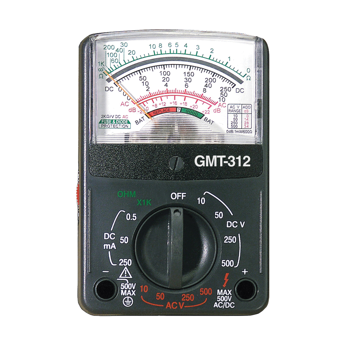 GMT-312 Multimeter, Analog Display, Black