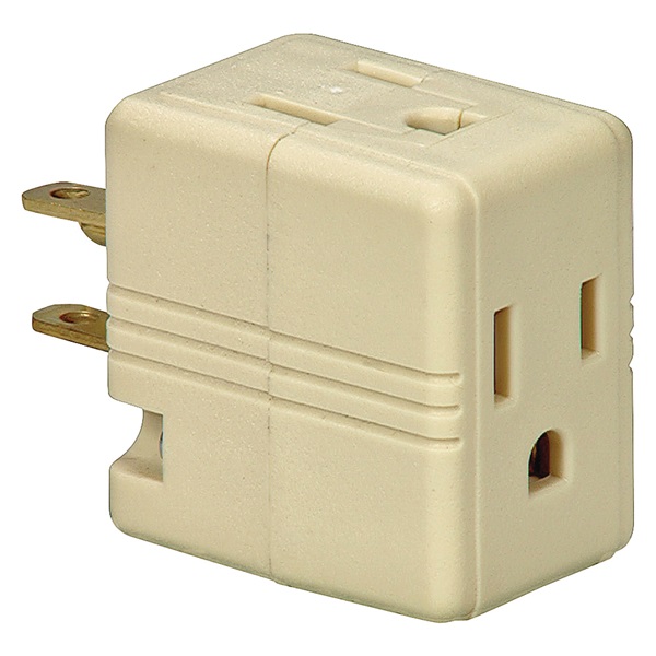 BP1482V Outlet Adapter, 2 -Pole, 15 A, 125 V, 3 -Outlet, NEMA: NEMA 5-15R, White