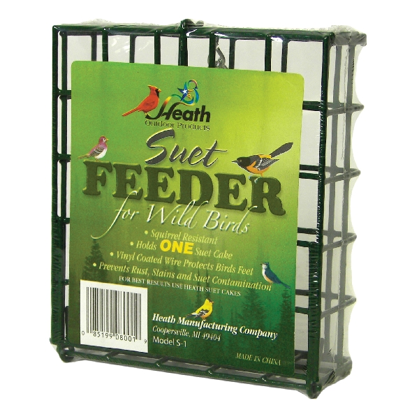 Heath Outdoor Products S-1-8 Single Hanging Wild Bird Suet Feeder for Wild Birds 