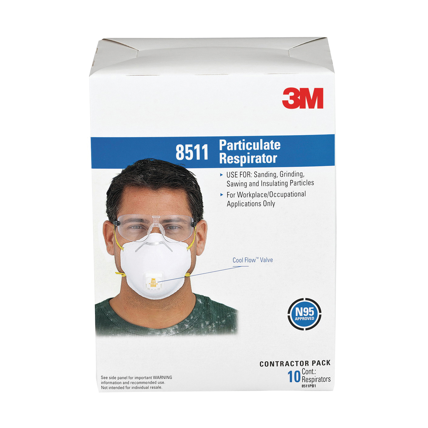 8511PB1-A/8511 Disposable Valve Respirator Mask, N95 Filter Class, 95 % Filter Efficiency