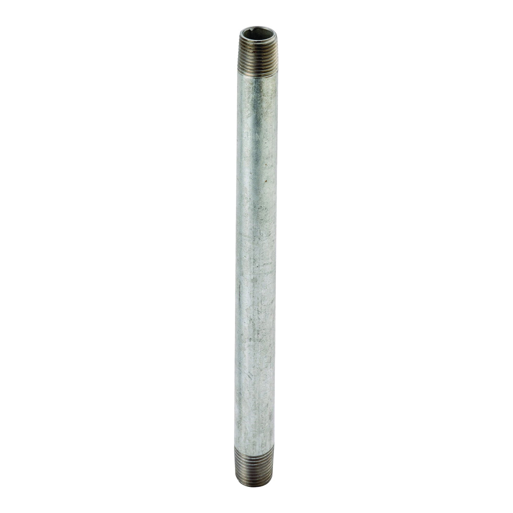 1/4X8G Pipe Nipple, 1/4 in, Threaded, Steel, 8 in L