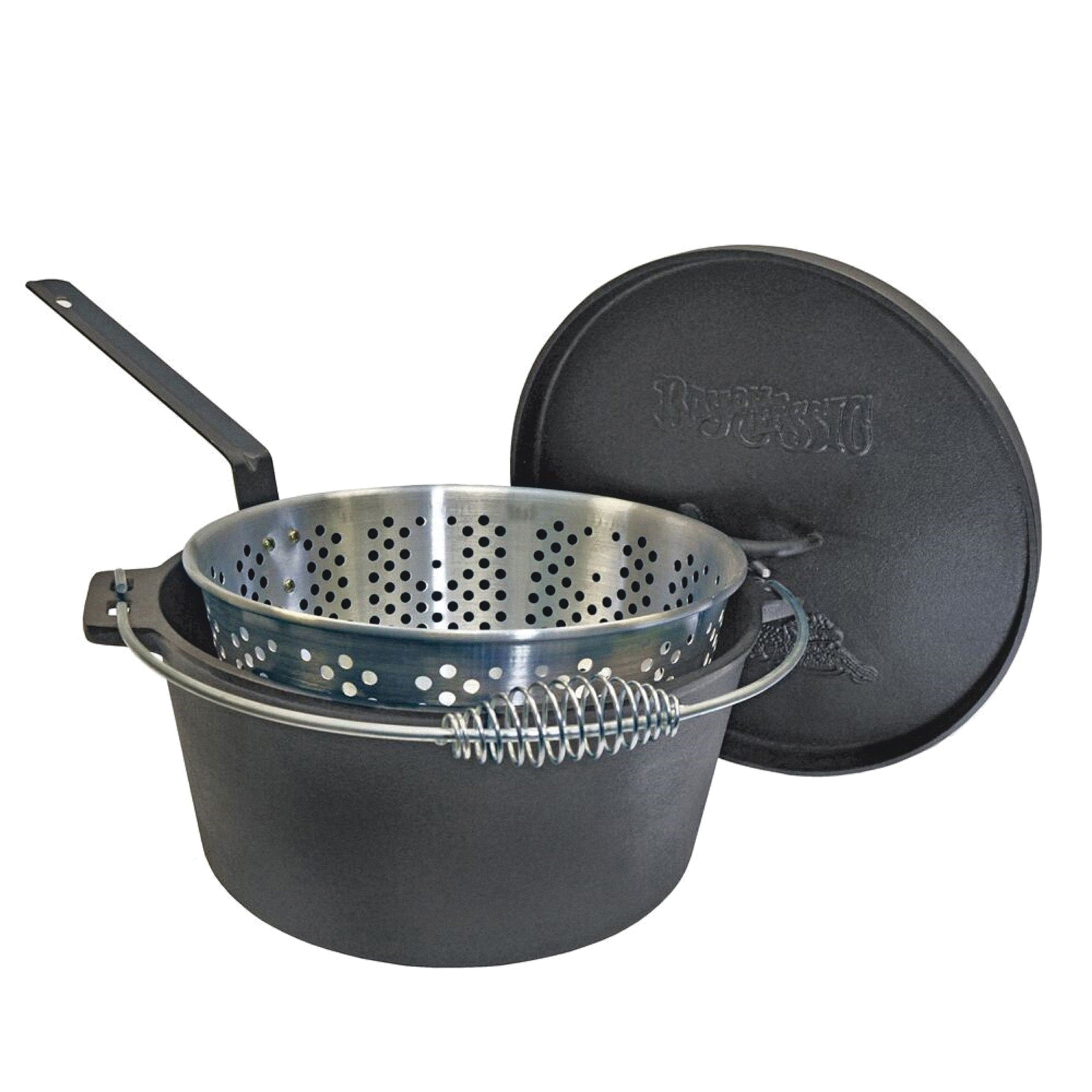 7420 Dutch Oven with Basket, 20 qt Capacity, Iron, Black, 17.83 in Dia