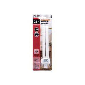 20941 Double Tube Compact Fluorescent Bulb, 26 W, T4 Lamp, G24Q-3 Lamp Base, 1710 Lumens, 2700 K Color Temp