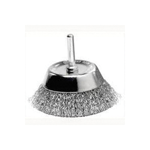 36418 Wire Cup Brush, 1-3/4 in Dia, 1/4 in Arbor/Shank, Steel Bristle
