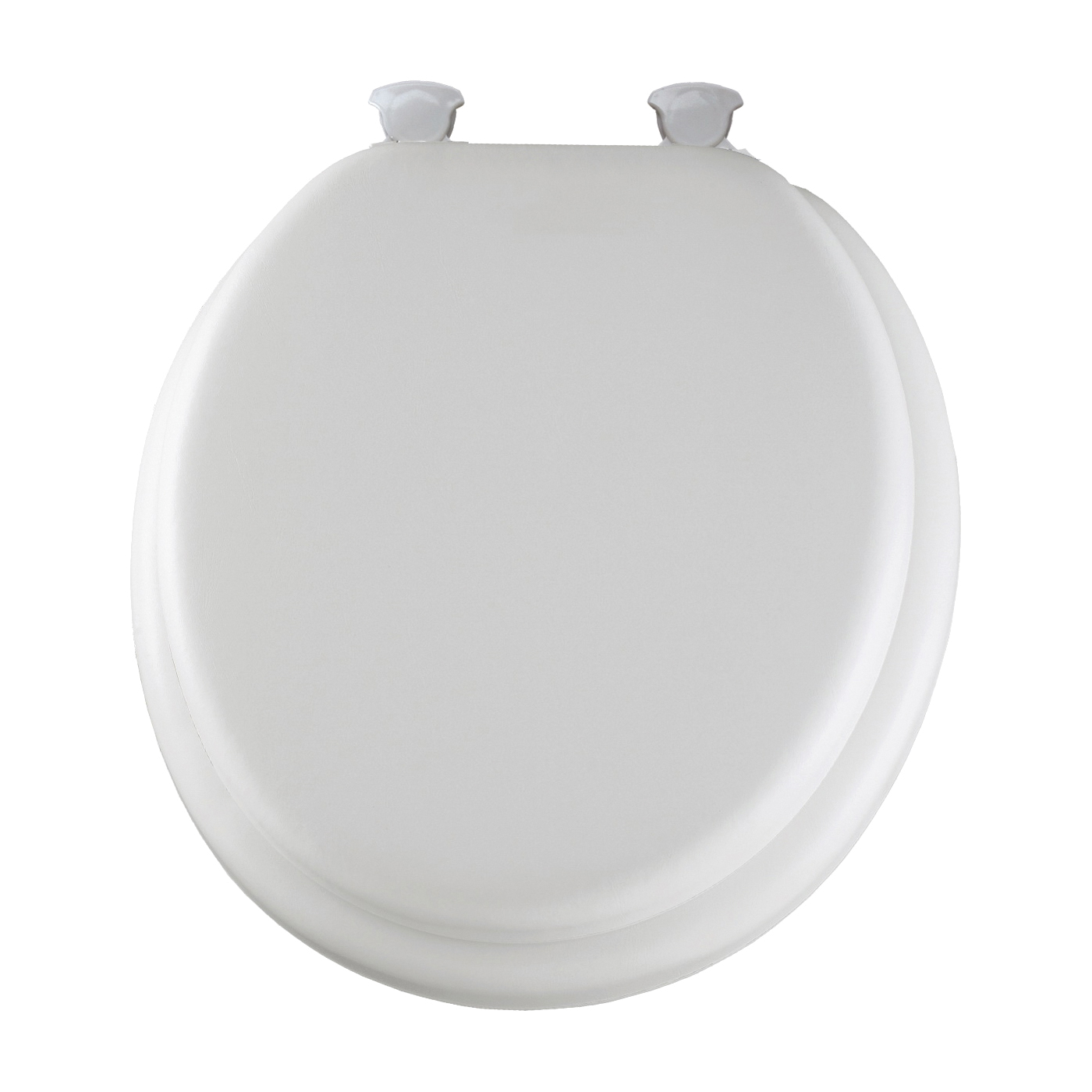 15EC-000 Toilet Seat, Round, Foam/Vinyl/Wood, White, Twist Hinge