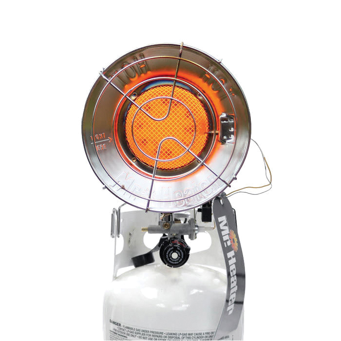 F242100 Single Tank Top Heater, 8 in W, 10,000 to 15,000 Btu Heating, Propane, Stainless Steel, Silver