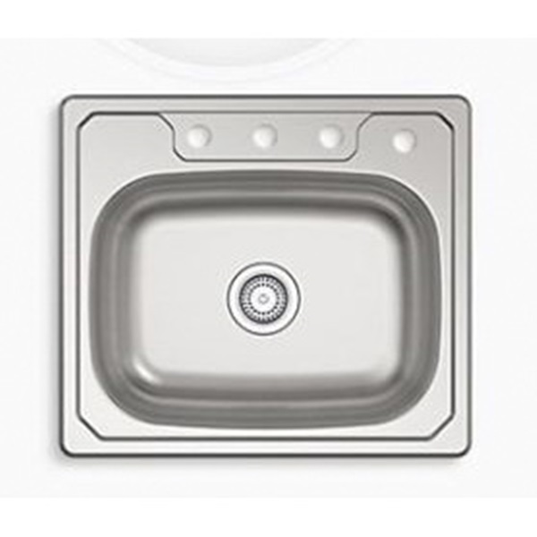 Middleton Series 14631-4-NA Kitchen Sink, 4-Faucet Hole, 22 in OAW, 6 in OAD, 25 in OAH, Stainless Steel
