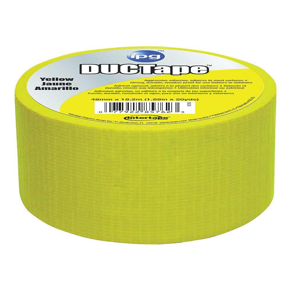 6720YEL All-Purpose Duct Tape, 20 yd L, 1.88 in W, Polyethylene-Coated Cloth Backing, Yellow