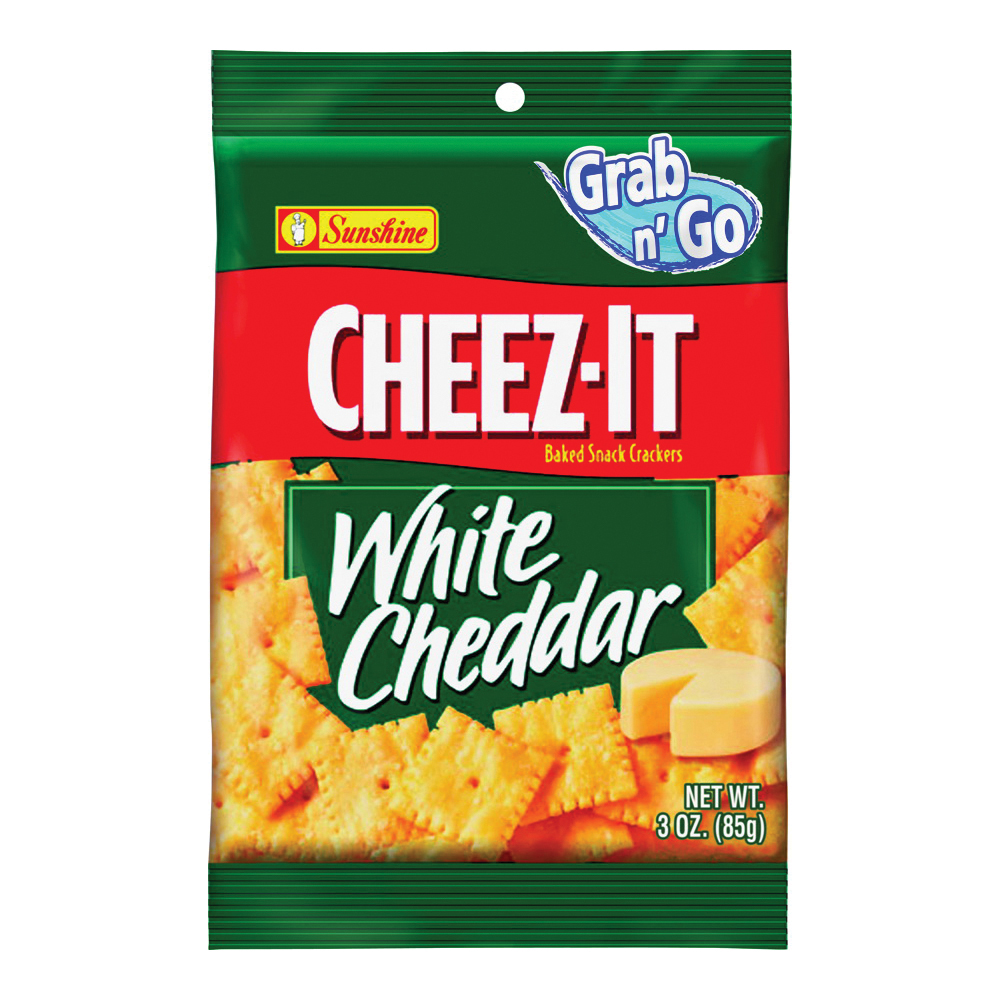 CHEEZITWC6 Baked Snack Cracker, White Cheddar, 3 oz Bag