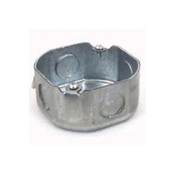 Raco 3RB Series 3RB-50 Outlet Box with Extension Ring, 1-Gang, 5-Knockout, 1/2 in Knockout, Steel, Gray, Galvanized - 2