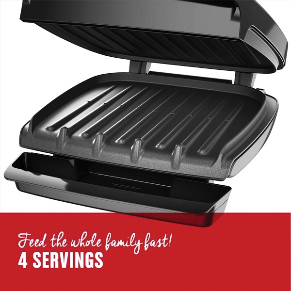 George Foreman GR340FB Plate Grill, 1000 W, 120 V, Metal/Plastic, Black - 2