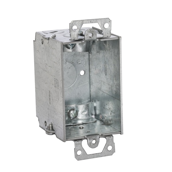 Raco 519 Switch Box, 1-Gang, 5-Knockout, 1/2 in Knockout, Steel, Gray, Galvanized - 1