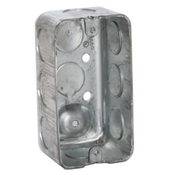 DHB-1-50 Drawn Handy Box, 1 -Gang, 10 -Knockout, 1/2, 3/4 in Knockout, Steel, Gray, Galvanized