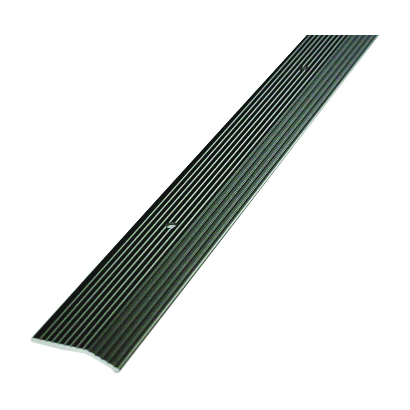 43854 Carpet Trim, 36 in L, 1-3/8 in W, Fluted Surface, Aluminum, Pewter