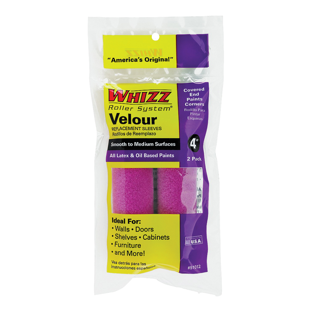 51012 Roller Cover, 3/16 in Thick Nap, 4 in L, Velour Cover
