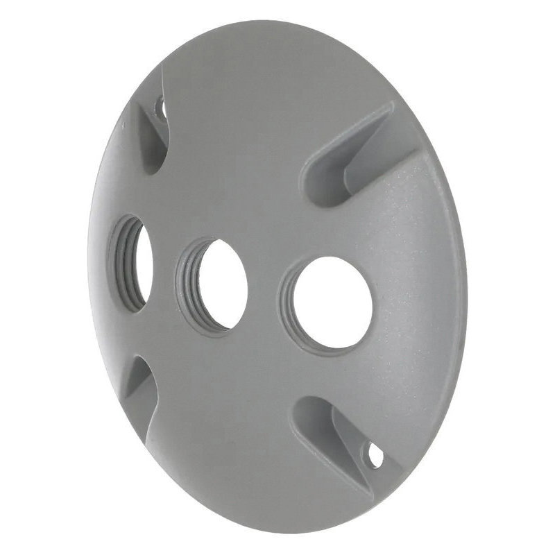 Hubbell 5197-0 Cluster Cover, 4-1/8 in Dia, 4-1/8 in W, Round, Aluminum (Metal), Gray, Powder-Coated