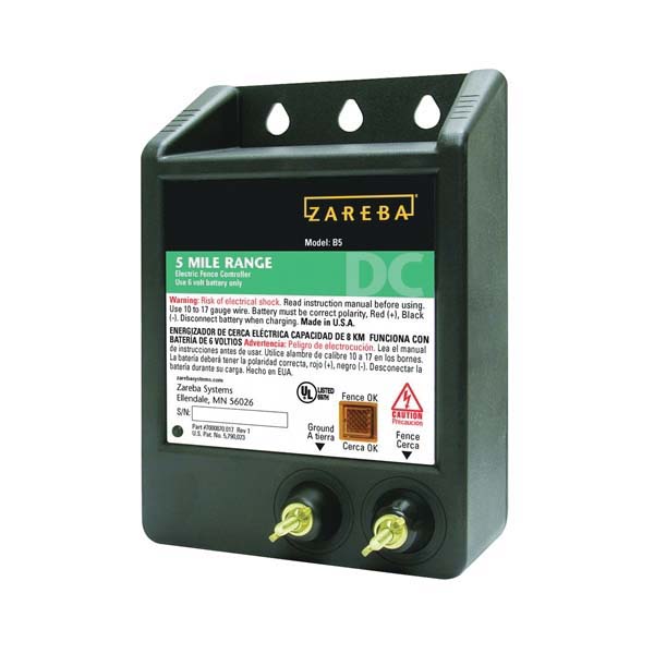 Zareba EDC5M-Z/B5 Solid State Fence Charger, 0.25 J Output Energy, 5 mile Fence Distance, 6 or 12 V Battery - 2