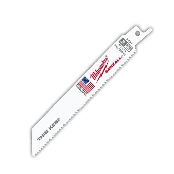 48-00-5091 Reciprocating Saw Blade, 3/4 in W, 6 in L, 8/12 TPI, Bi-Metal Cutting Edge